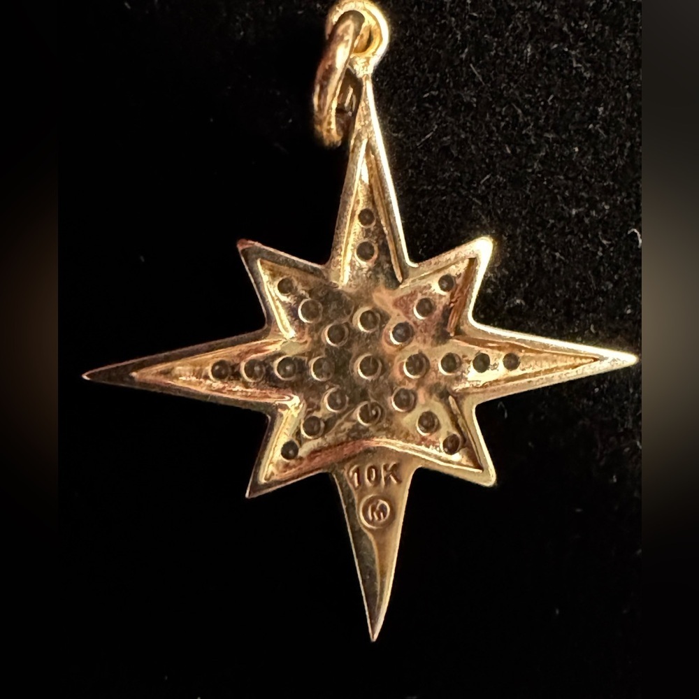 10k yellow gold diamond pave star pendant - Picture 5 of 5